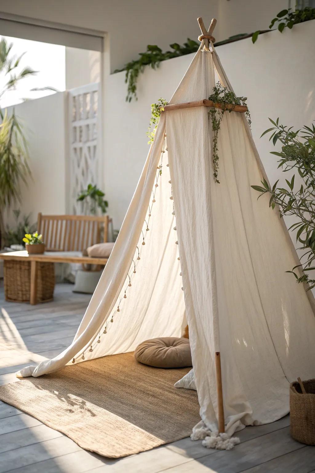 Forge your own serene getaway with this exquisite textile-lined canopy shelter. Flawless for incorporating a hint of spare refinement to any space.