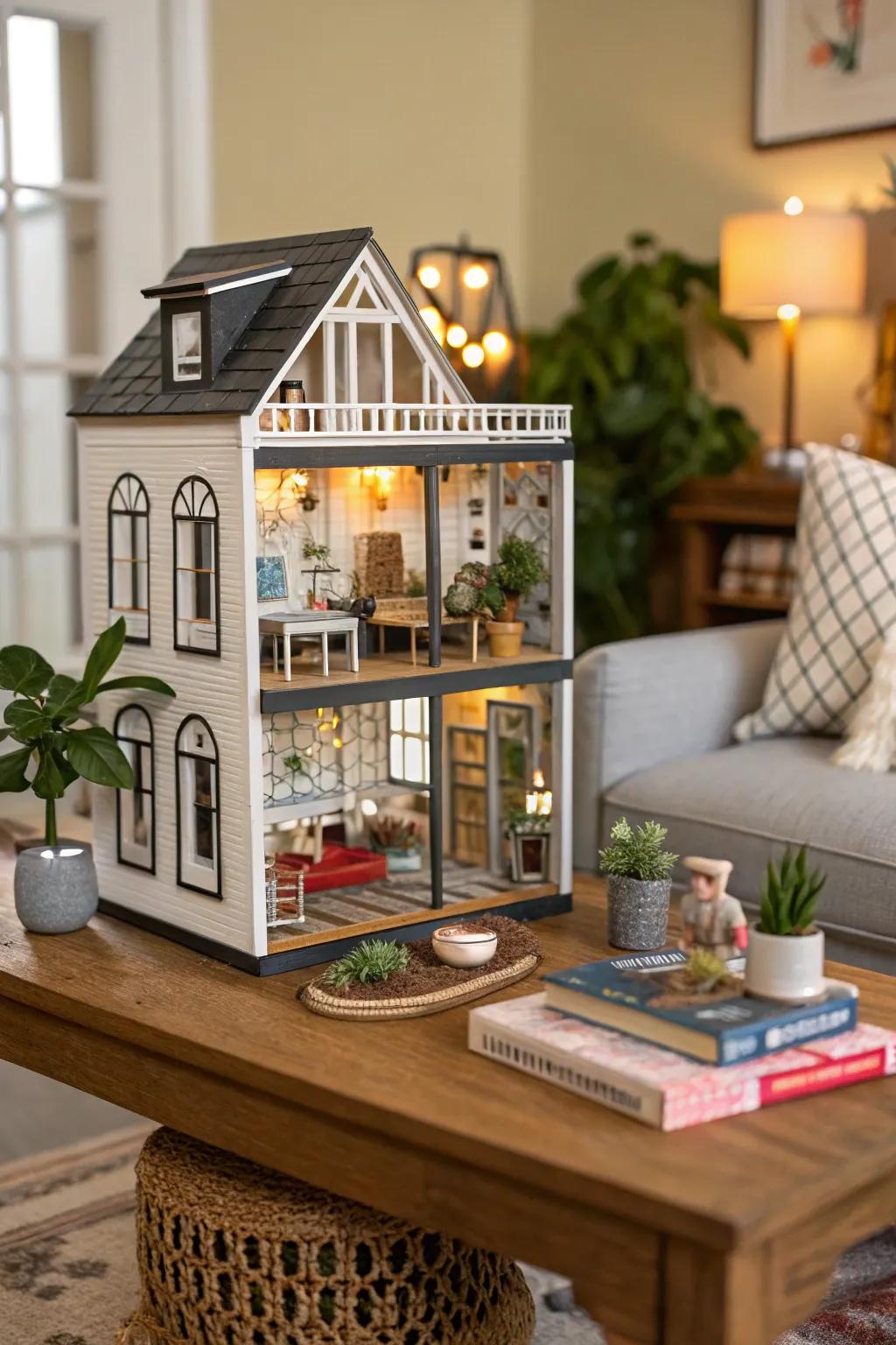 Eclectic styles bring uniqueness to dollhouse arrangements.
