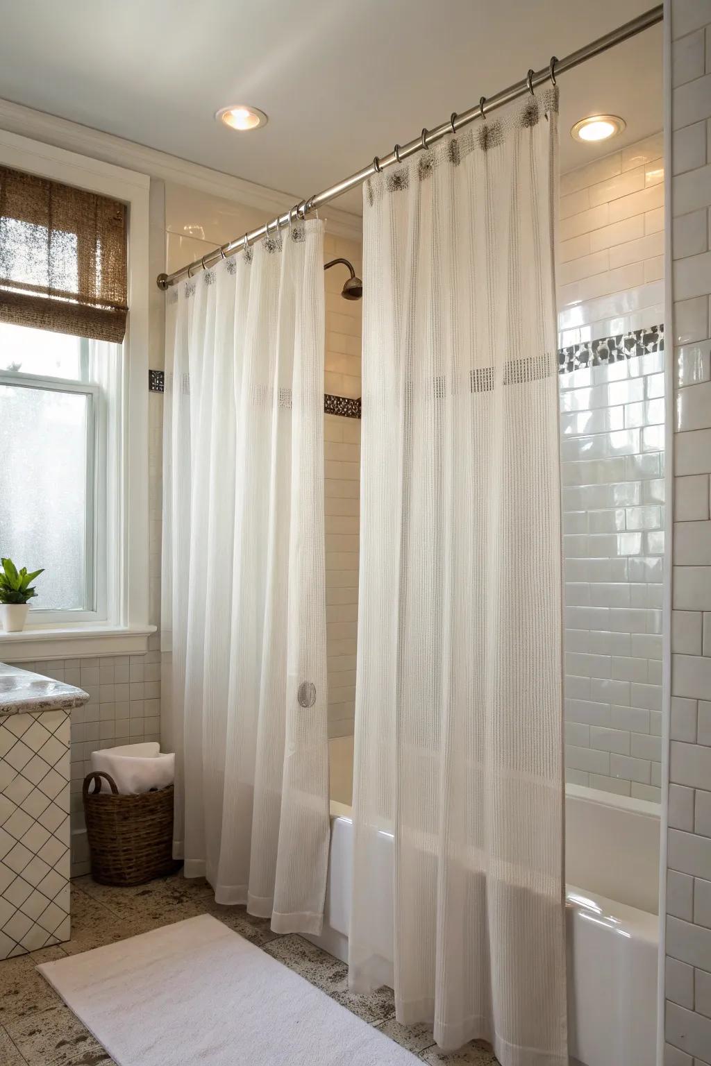 Sheer and opaque layers optimize light and preserve seclusion.