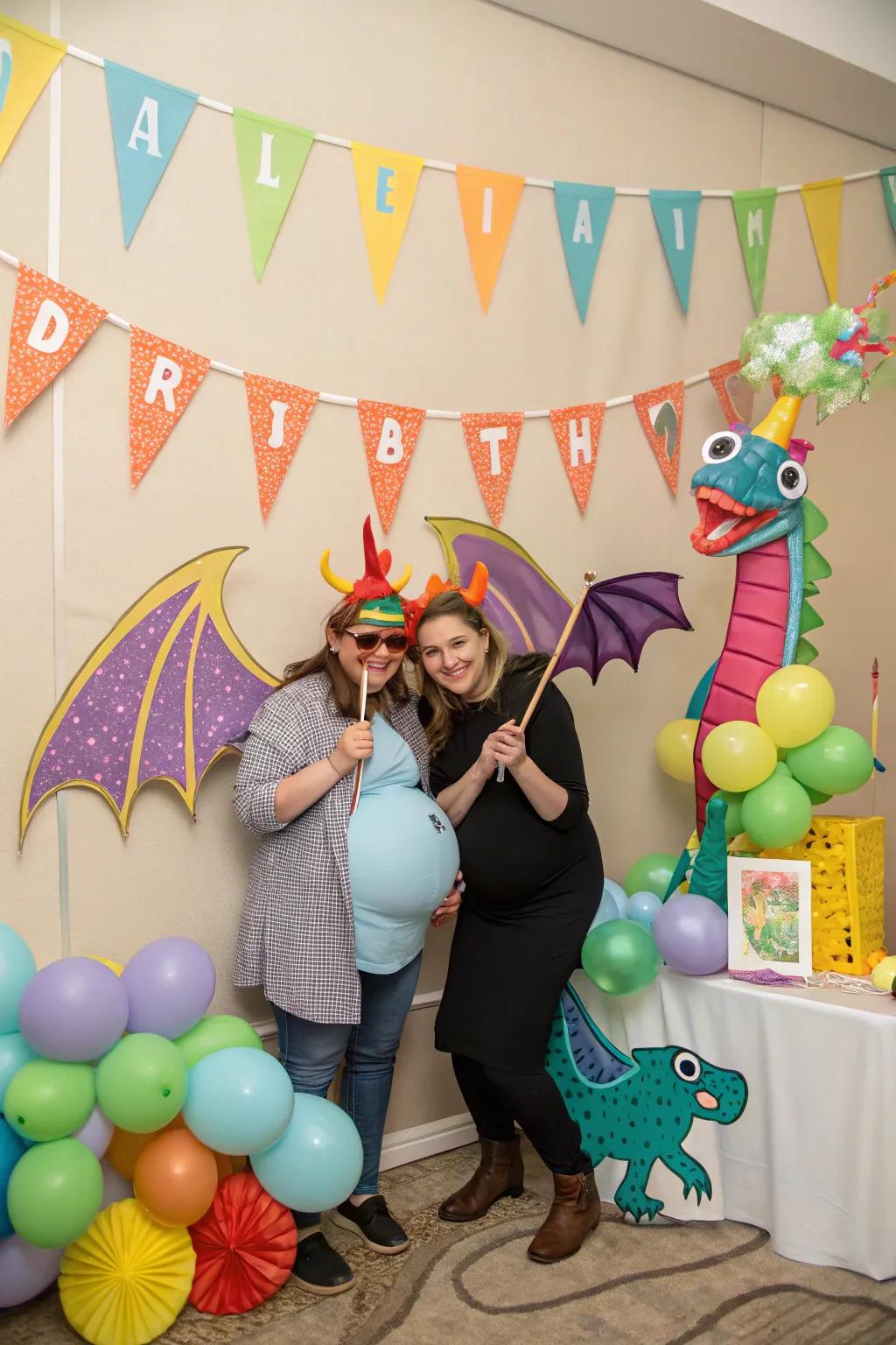 A dragon-themed snapshot booth entices guests to capture enjoyable moments.