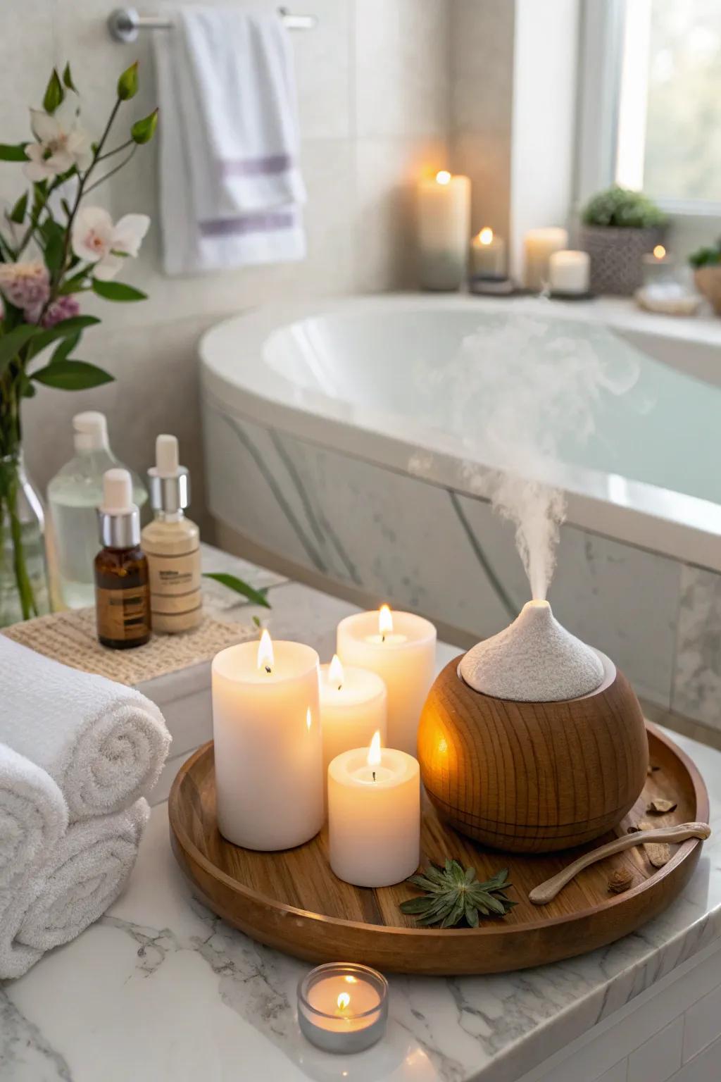 Scented oil scents add a calming scent, enhancing your spa-like retreat.