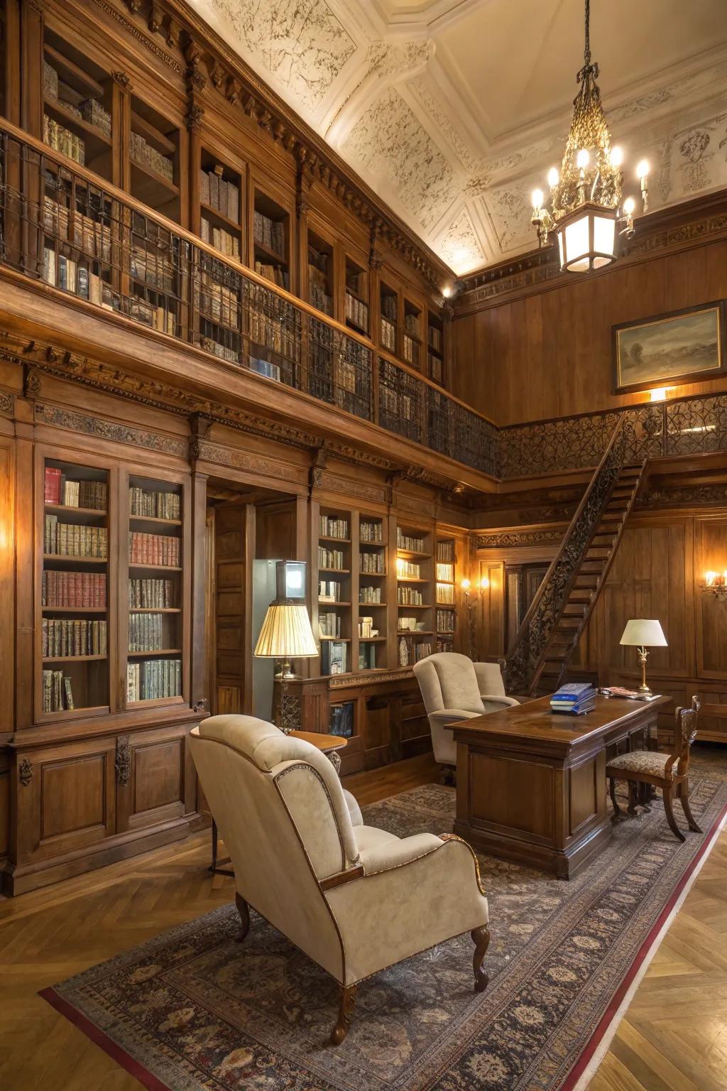 A serene study that's a sanctuary for book enthusiasts.