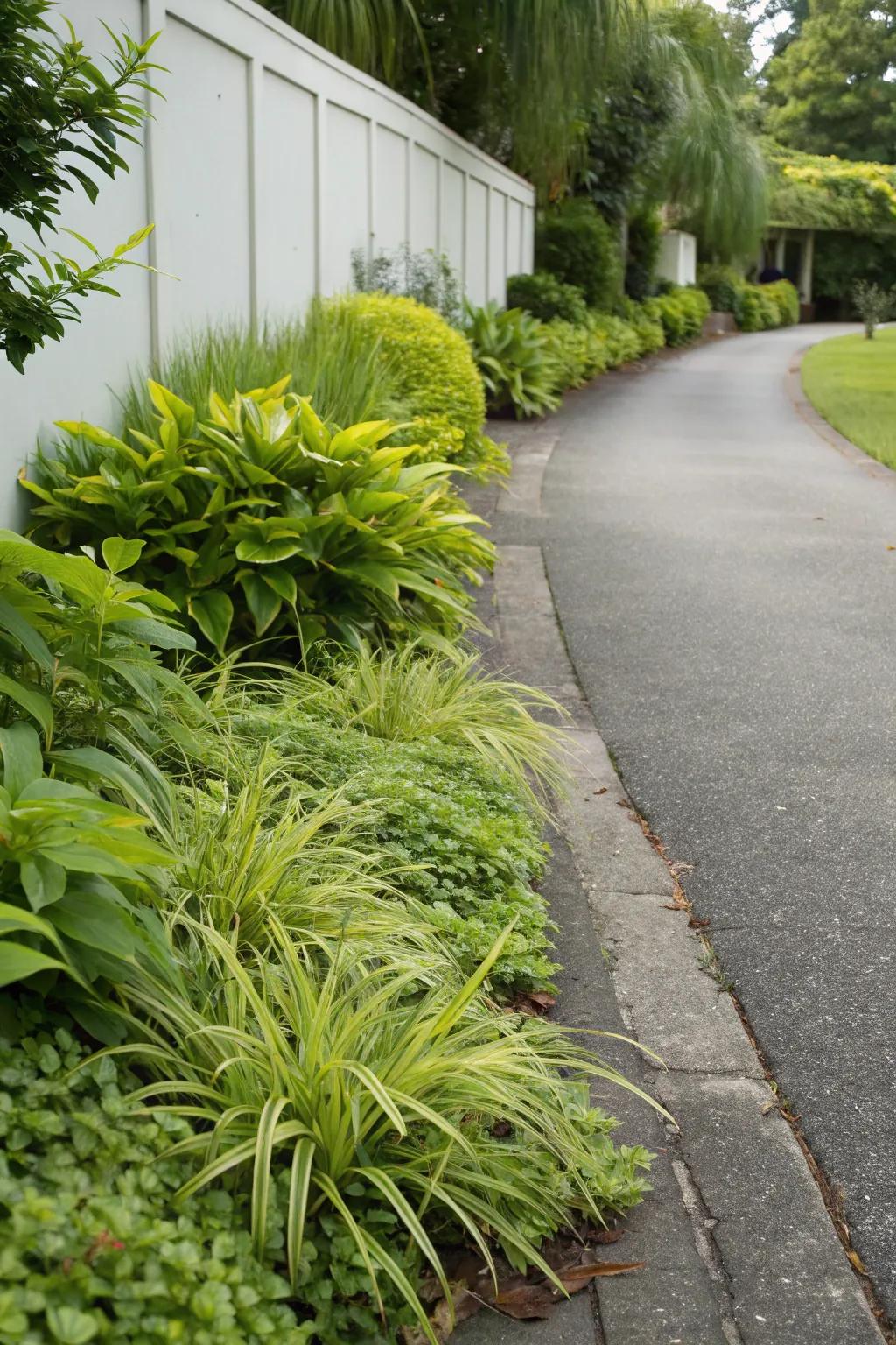 Low-maintenance plants ensure your driveway remains beautiful with minimal upkeep.