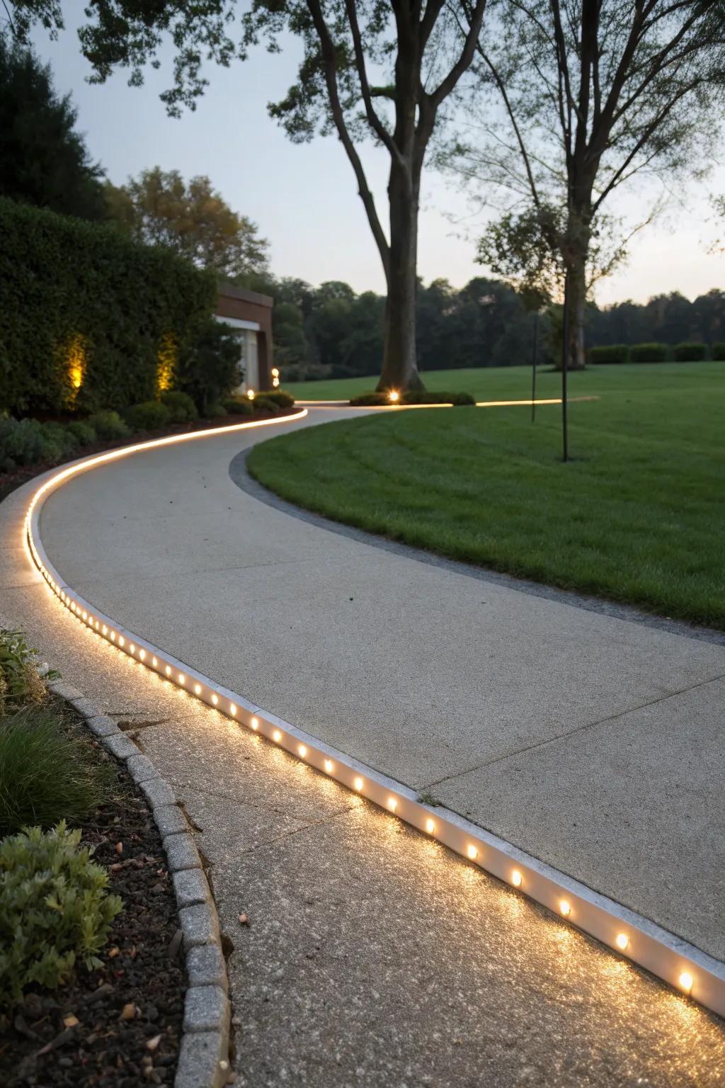 Contemporary LED strip lights adding a modern touch.