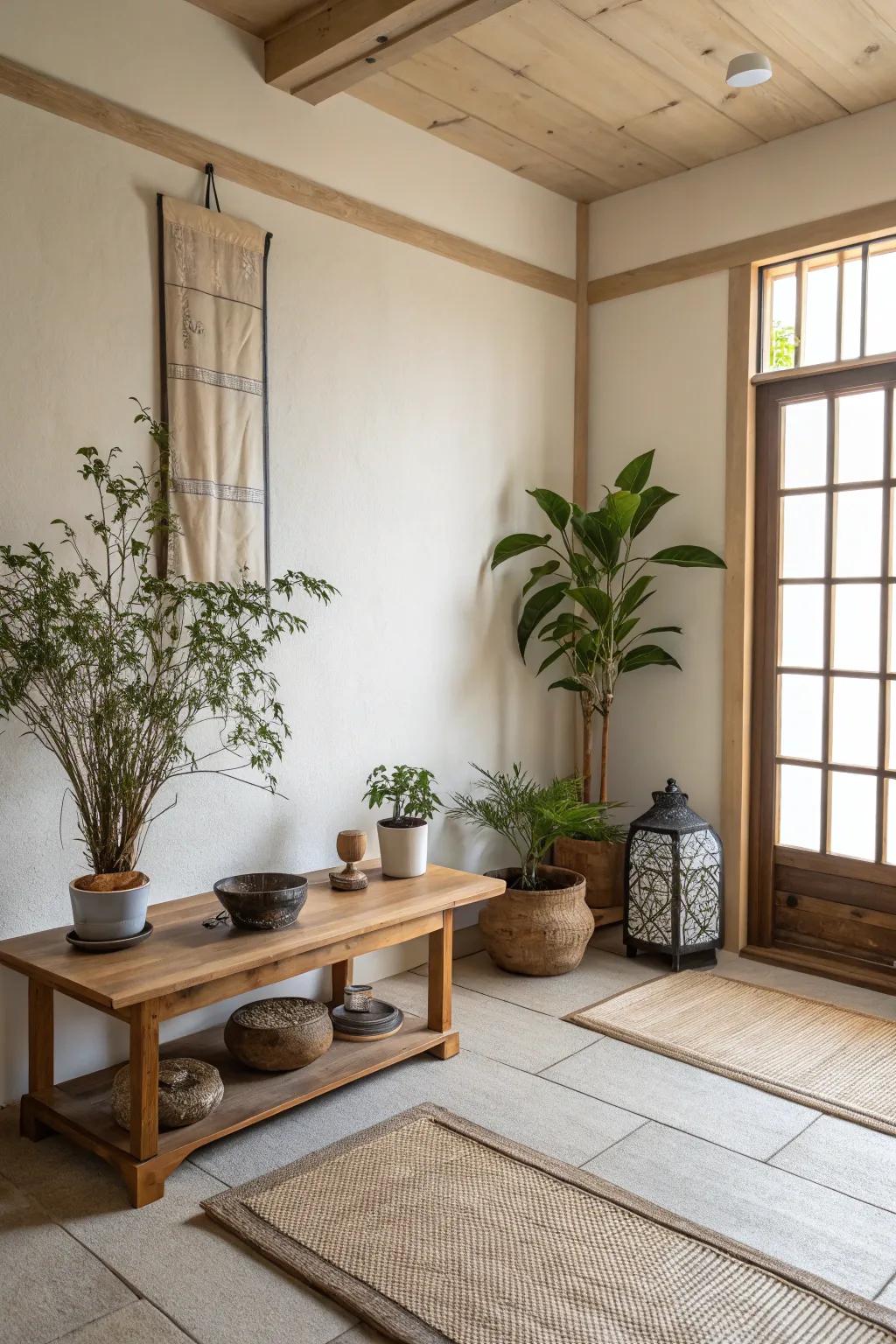 Minimalistic room highlighting natural elements.