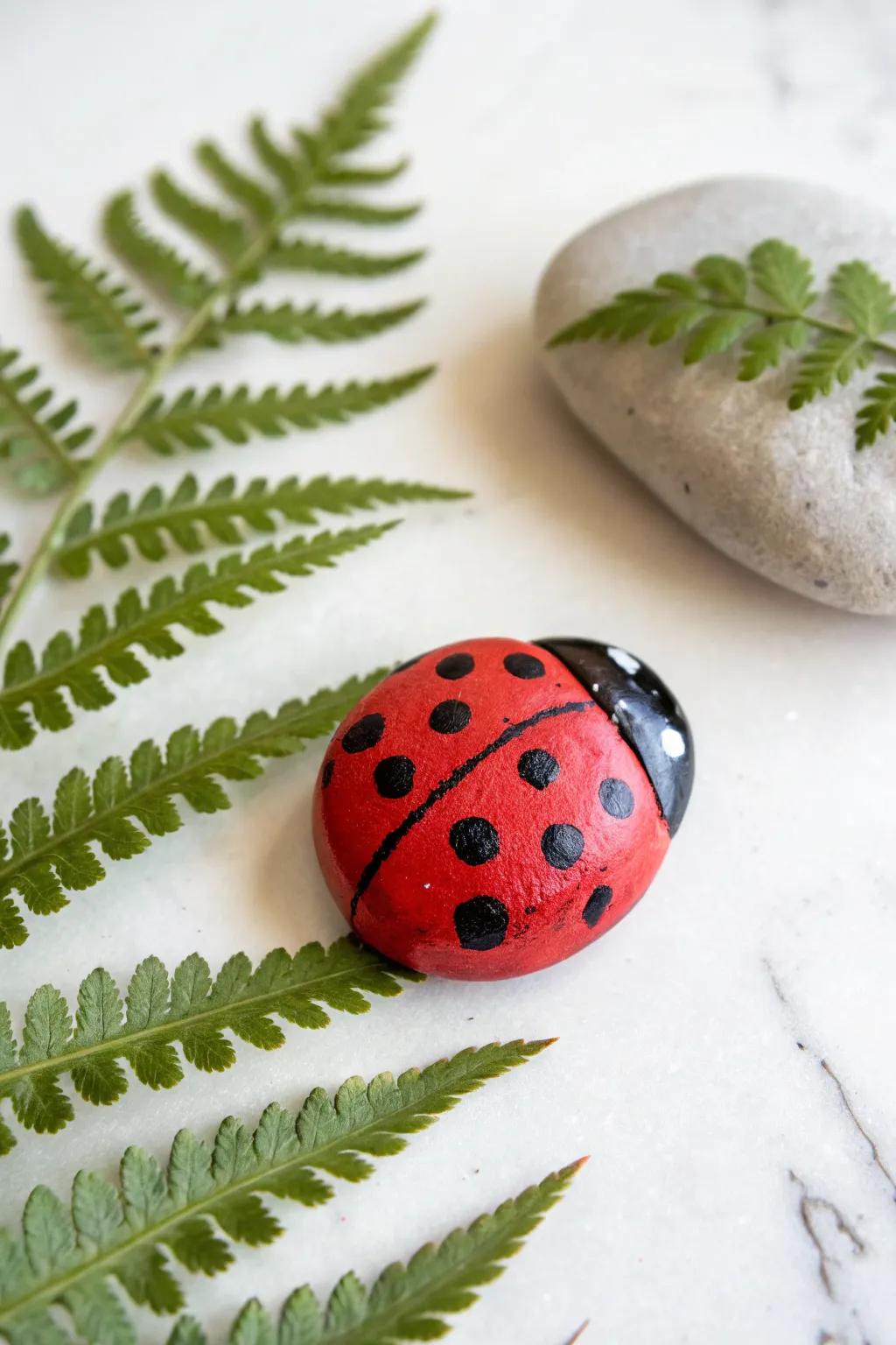 Bring whimsical charm to your garden with this adorable beetle stone craft!