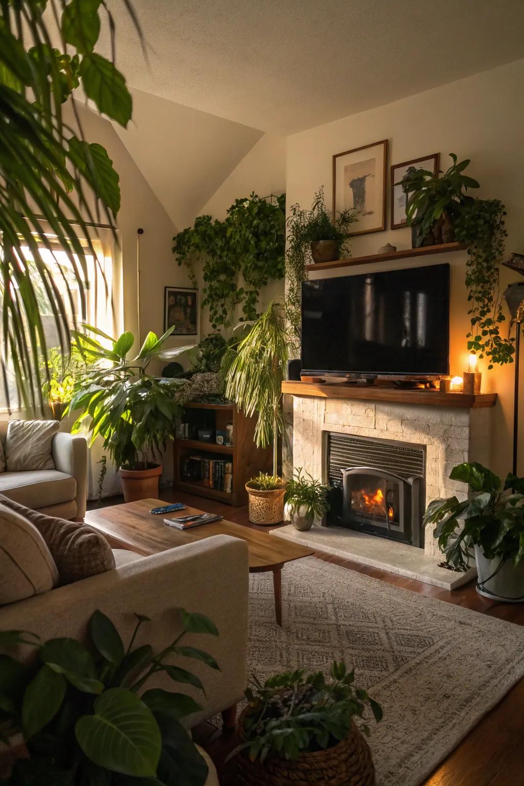Organic items such as plants create a revitalizing and organic feel.