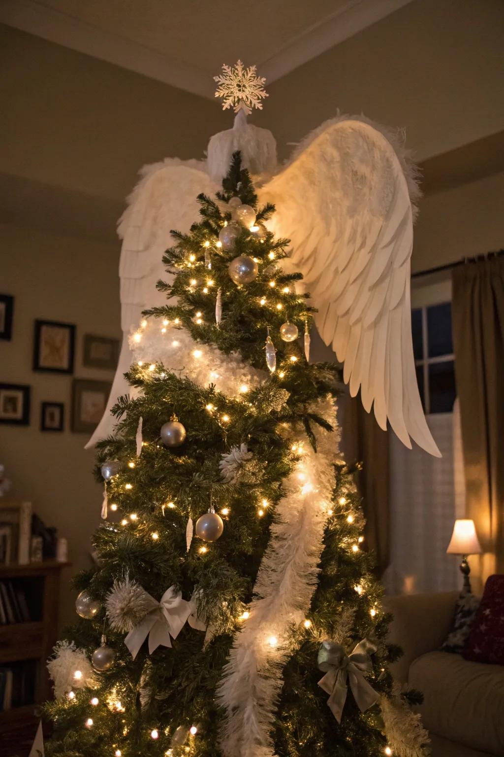 Seraphic wings lend an ethereal elegance to the tree.