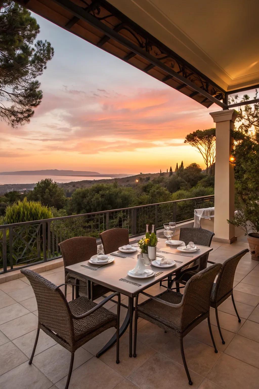 Dine in style with a specific area for meals on your patio.