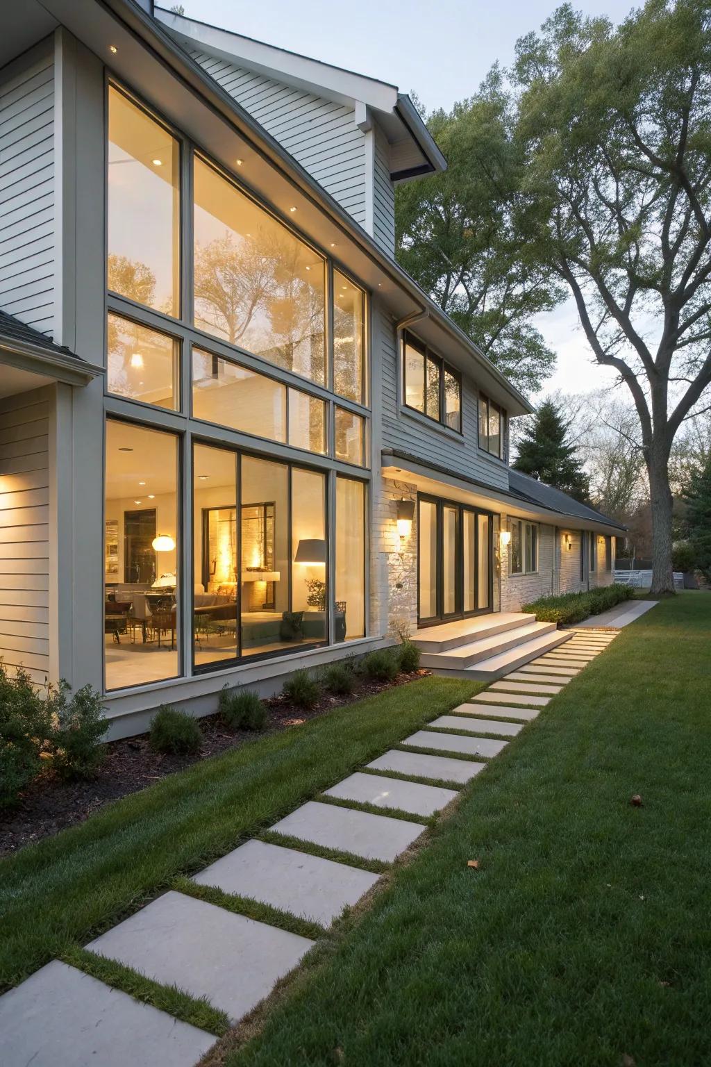 Expansive windows from floor to ceiling to maximize natural light.