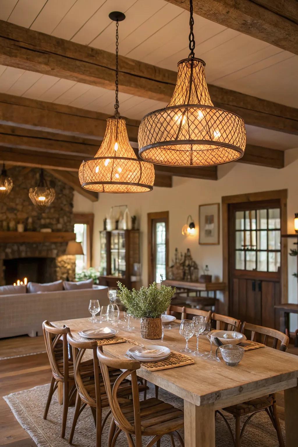 Natural fiber designs contribute warmth and texture.