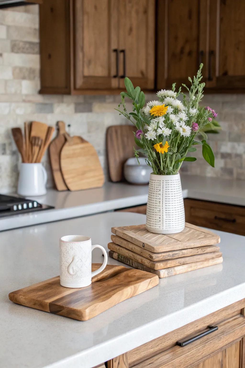 A minimalist, clutter-free farmhouse cooking area surface.