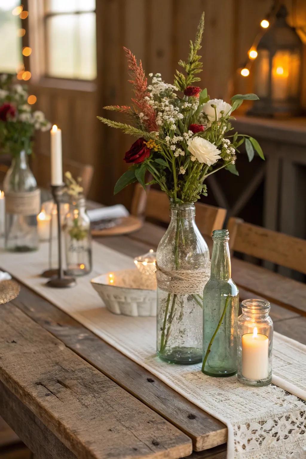 Unique barware infuses a farmhouse influence.