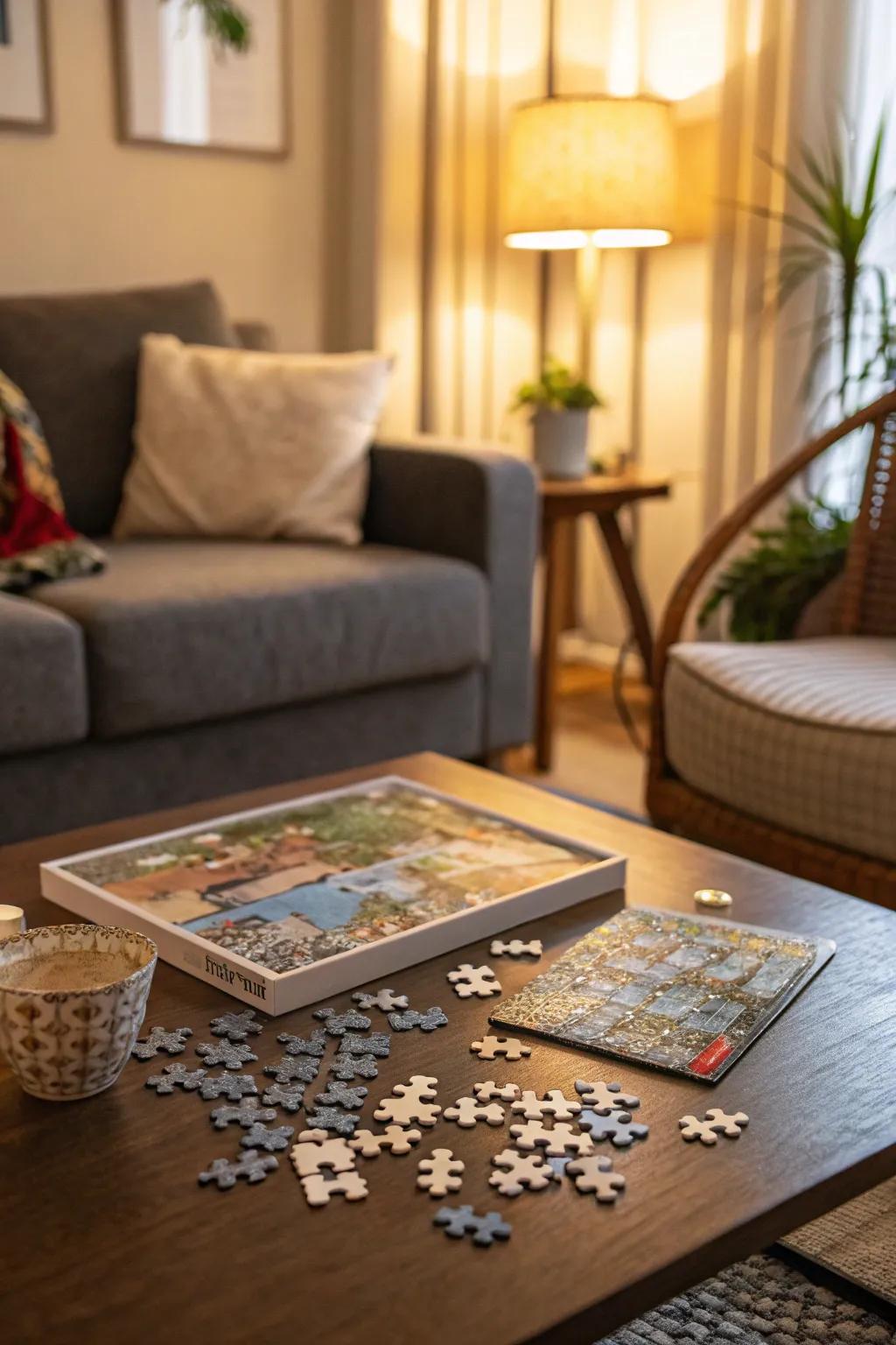 Put together a fun evening with this fun small puzzle set.
