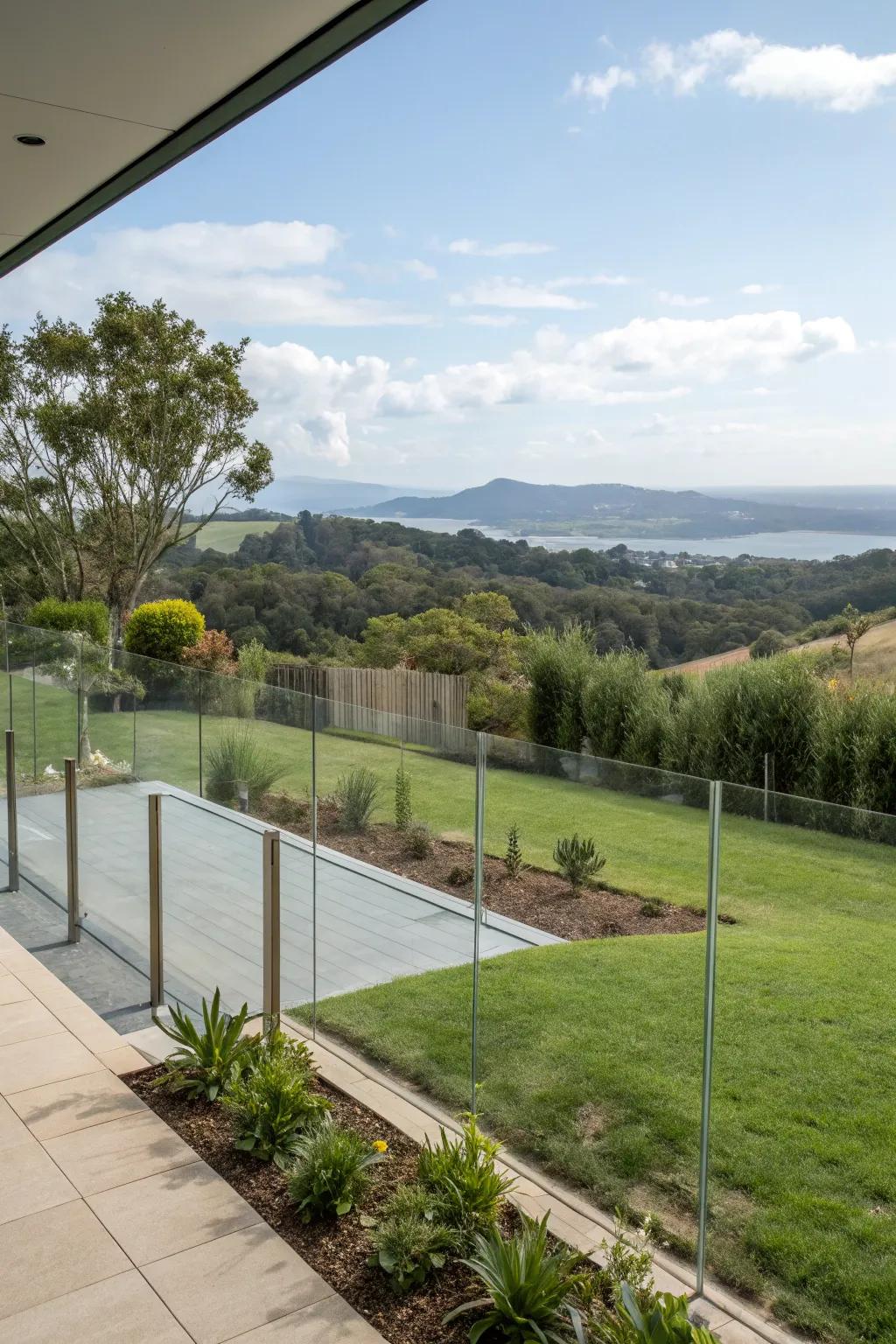 Glass board fences extend a contemporary and unobstructed vista.
