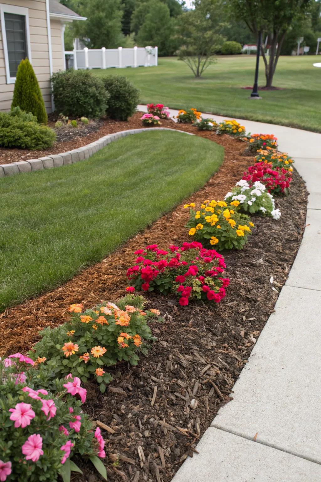 Mulch not only enhances appearance but also benefits plant health.