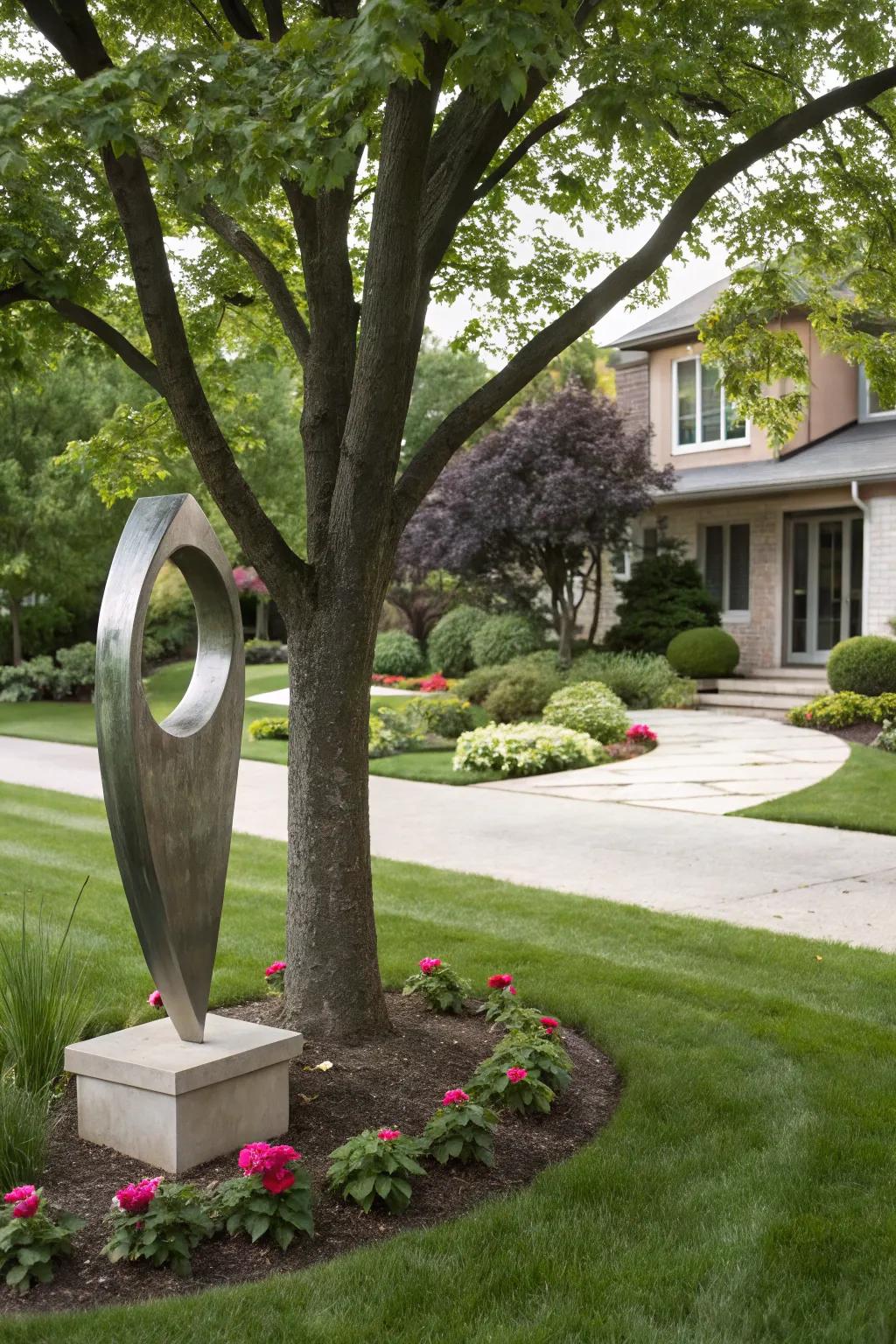 Art installations offer a distinctive and bold touch to tree surroundings.