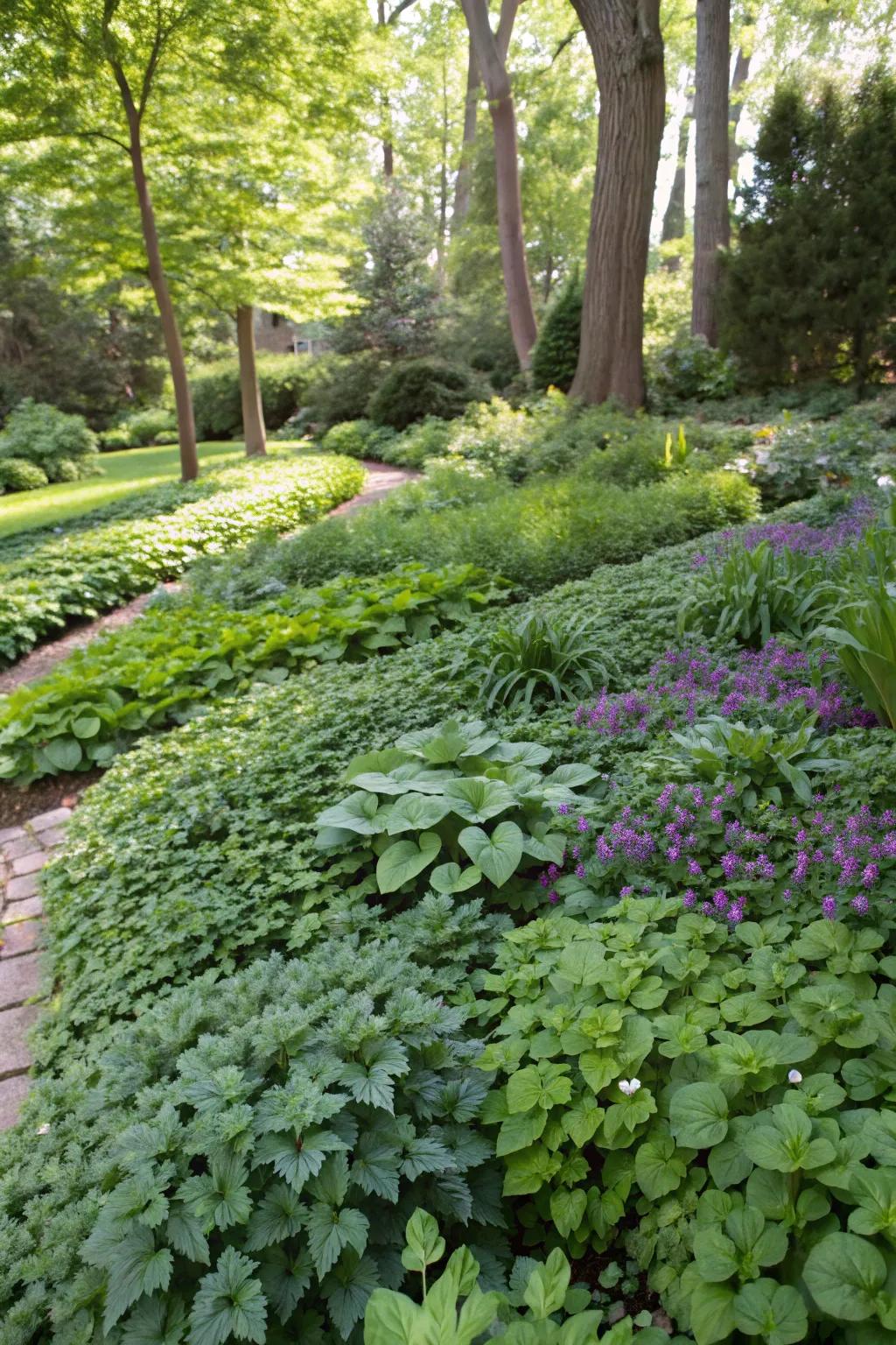 Ground covers create a rich tapestry and fight weeds.
