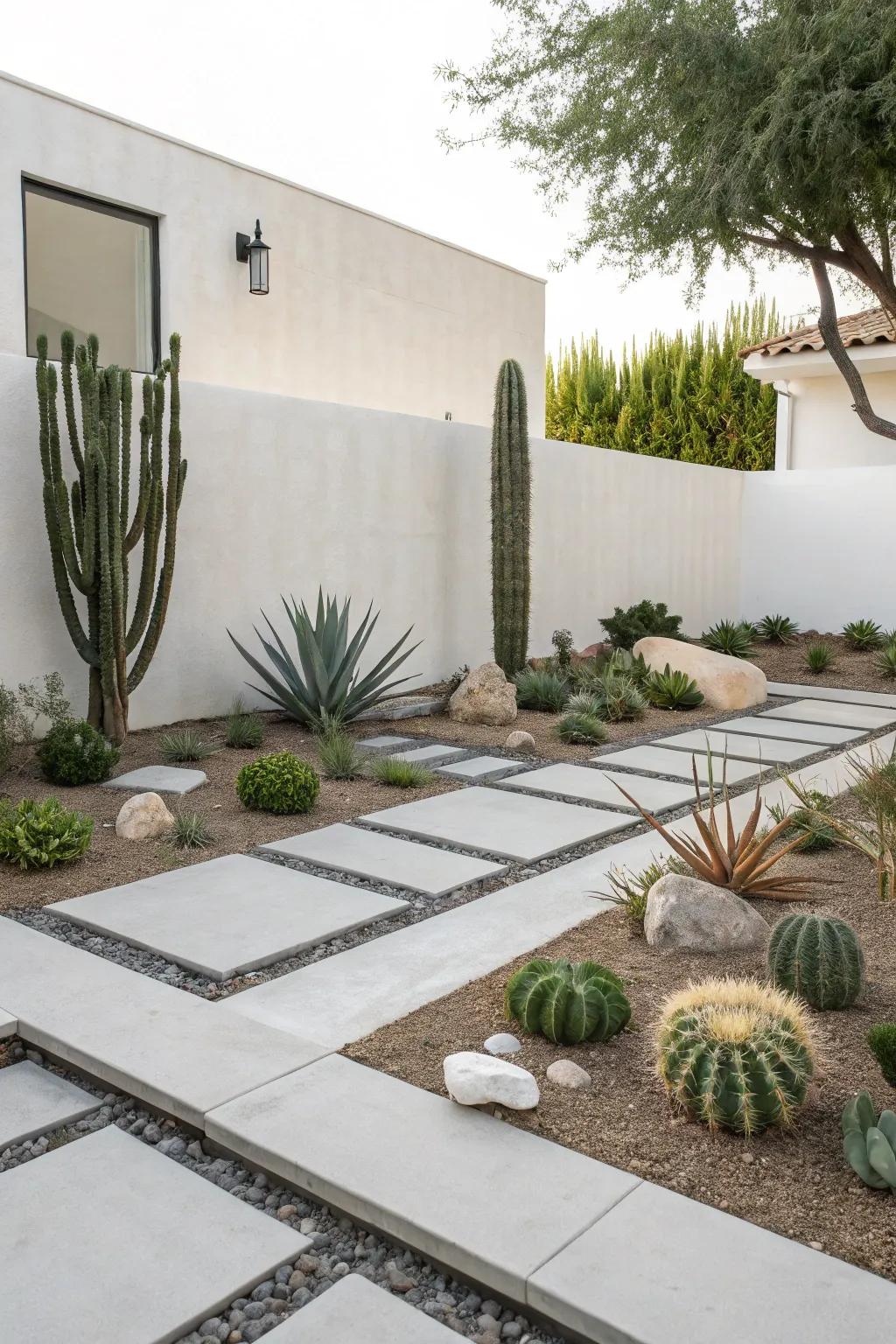 A tidy and simple water-wise garden that emphasizes simplicity.