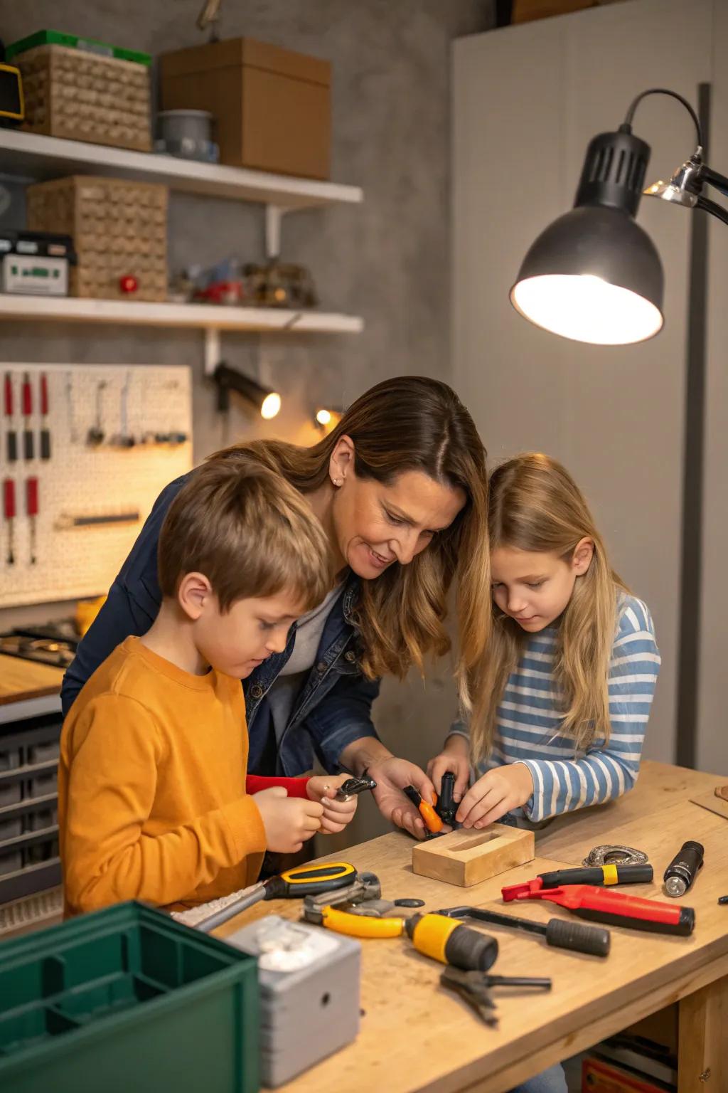 Learning home repairs collectively, promoting self-sufficiency.