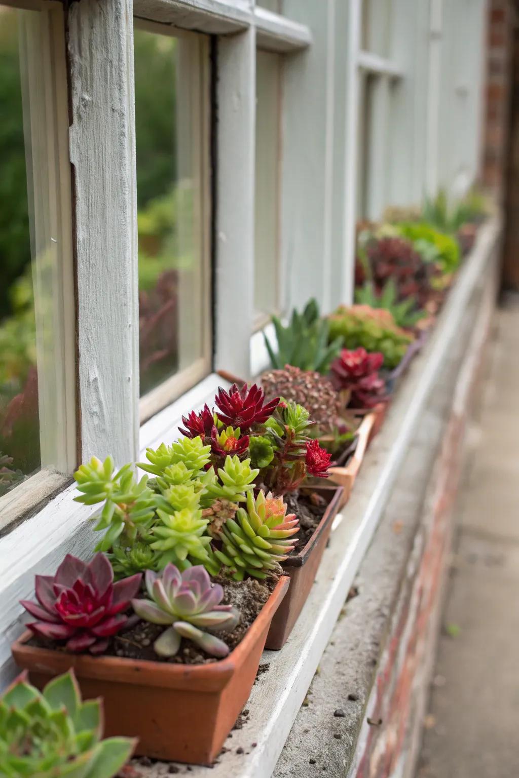 Succulents offer a vibrant, easy-care option.