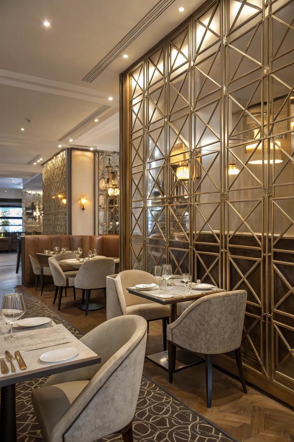 Metallic touches add elegance and shine to geometric designs.