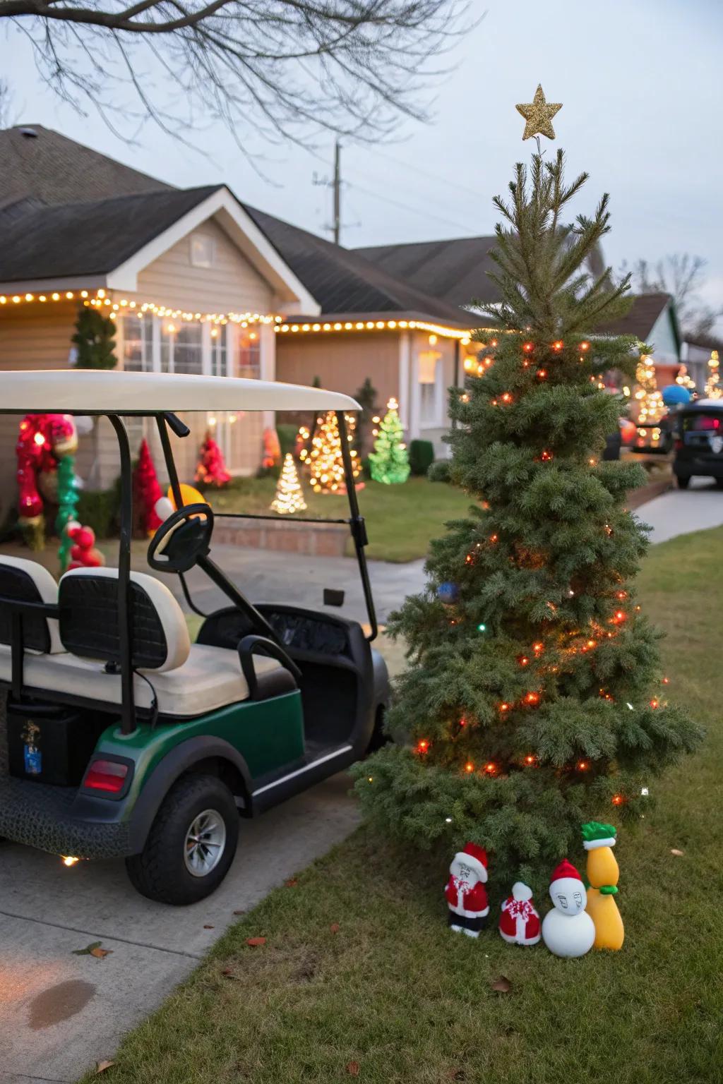 Taking the Christmas tree along for a ride.