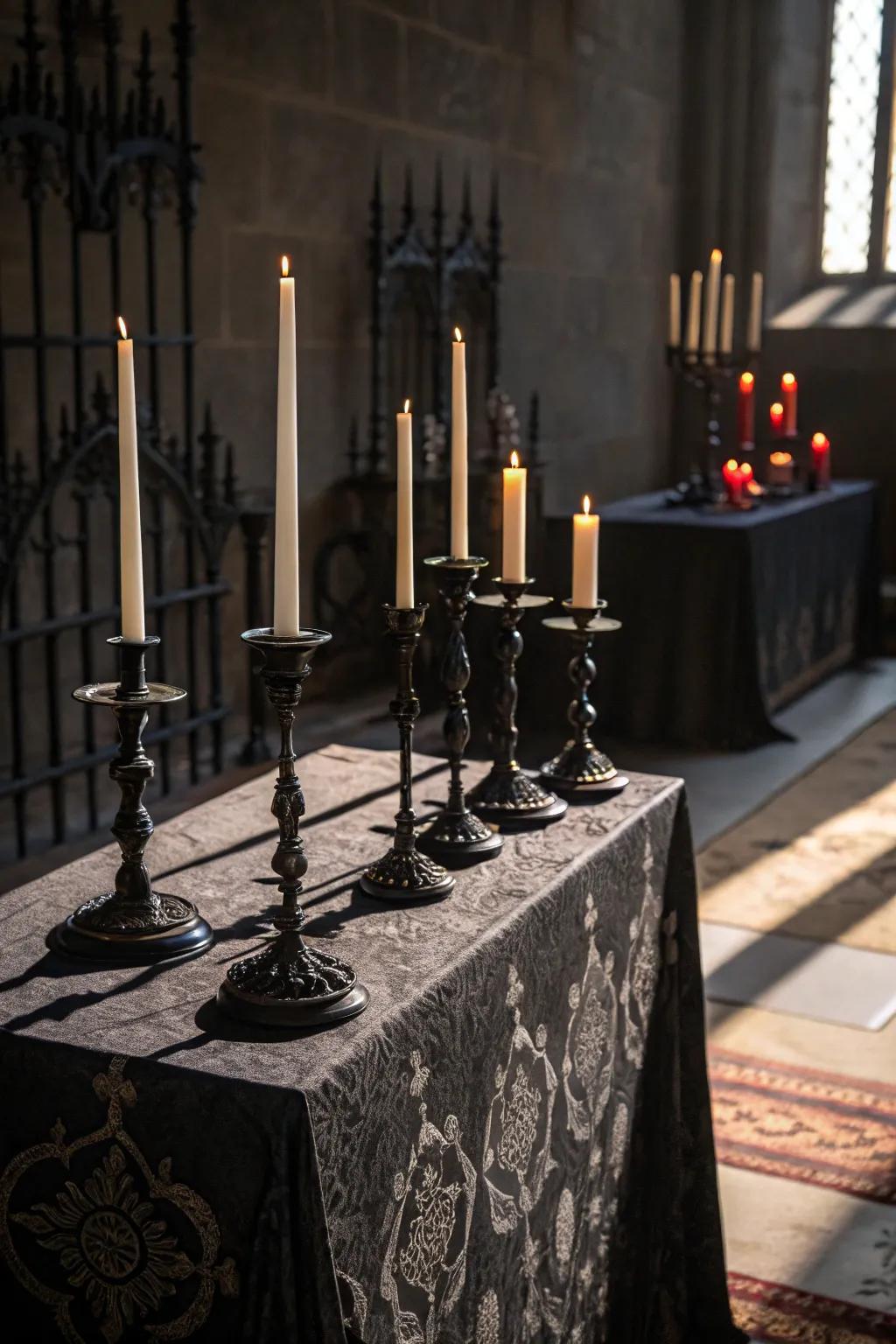 Candles that dance with the shadows of the night.