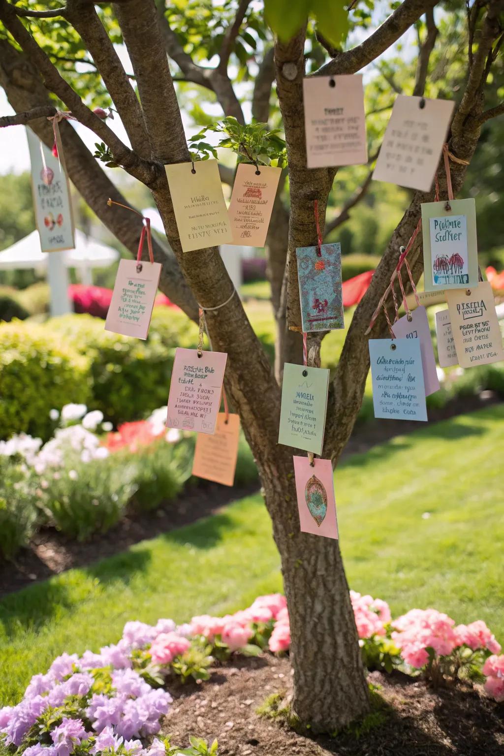 Words of wisdom: A wisdom tree filled with heartfelt messages for the graduate.