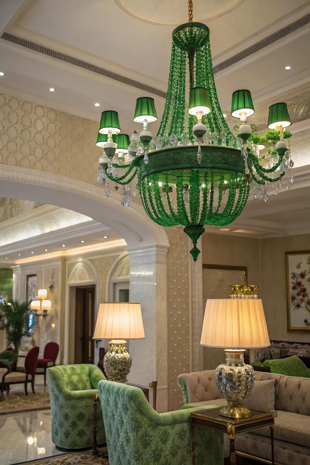 Green lighting touches can subtly highlight your room's decor.