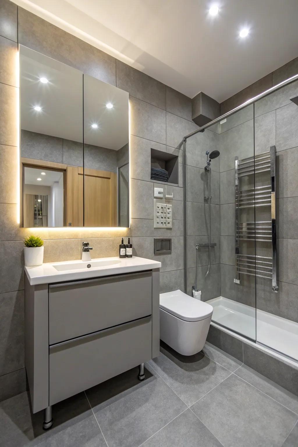 A well-thought-out design enhances both function and flair in a shale bathroom.
