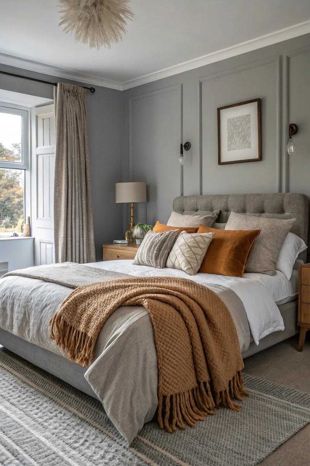 Comfortable textiles enhance the bedroom's inviting atmosphere.