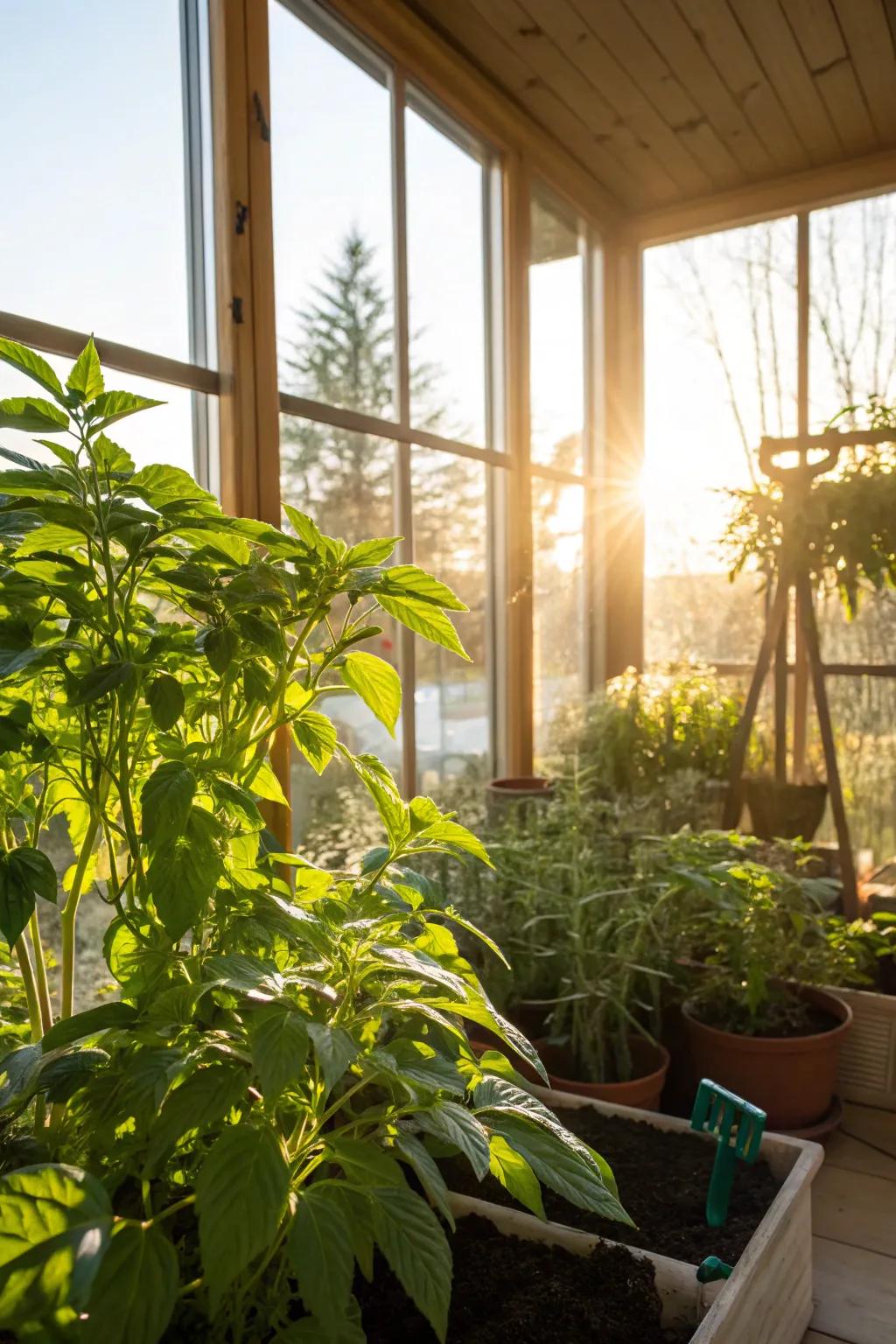 Natural light boosts plant growth in your interior garden.