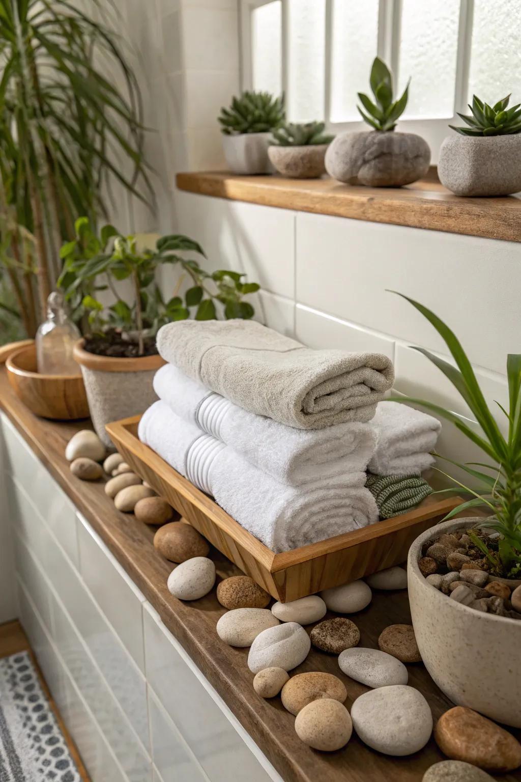 Incorporate natural elements for a revitalizing display.