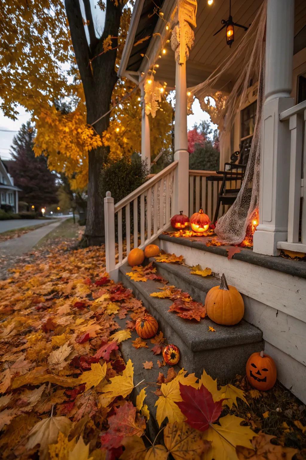 Combine authentic autumnal components using Halloween ornamentation for a cohesive aesthetic.