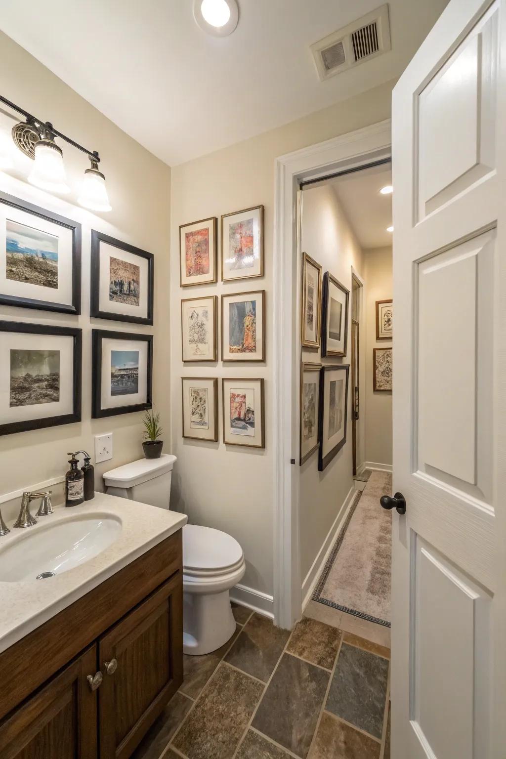 Picture walls introduce warmth and individuality.