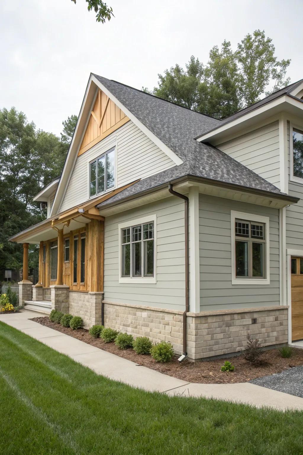 Varied materials create a unique architectural marvel.