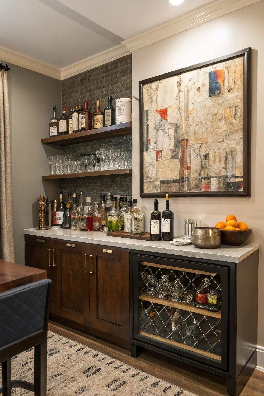 Art brings a personal touch to your bar.