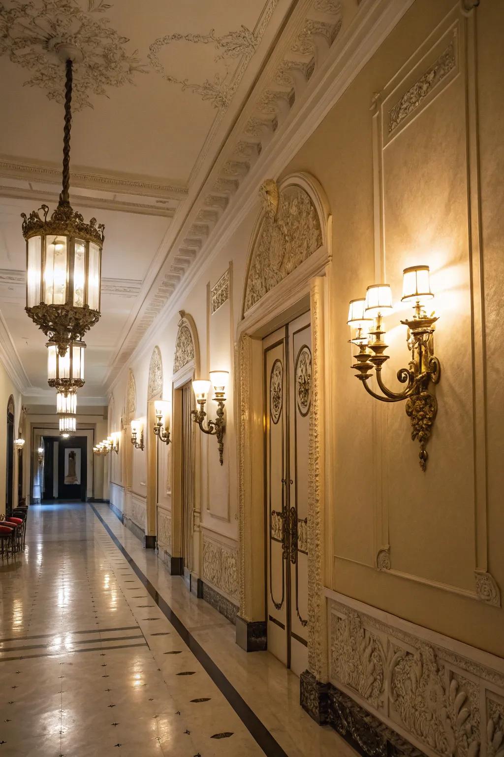 Wall sconces make hallways better.