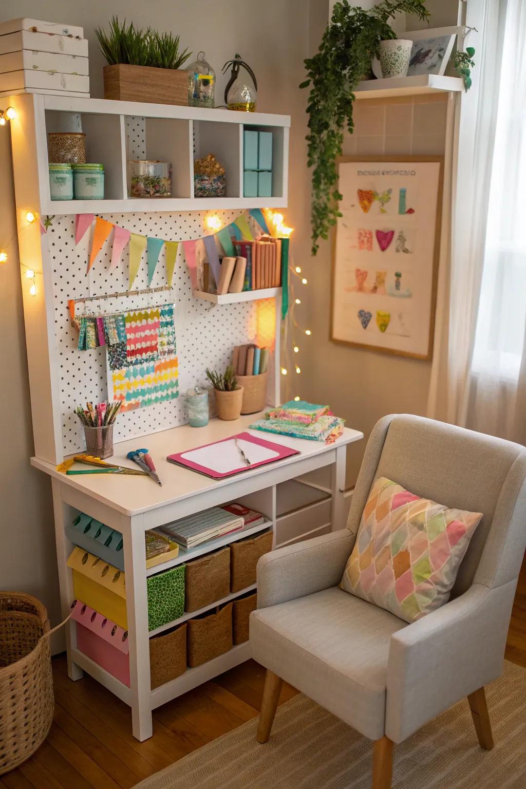 A creative DIY decoration station for guests to enjoy
