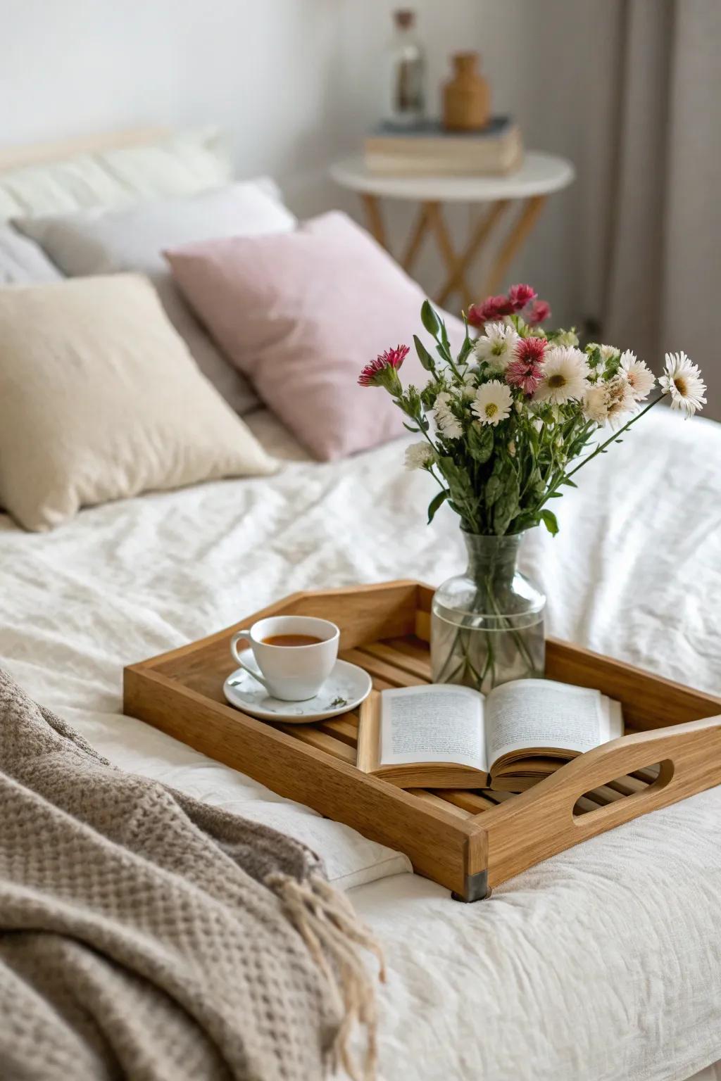 Organic elements contribute warmth and charm to your bedroom.