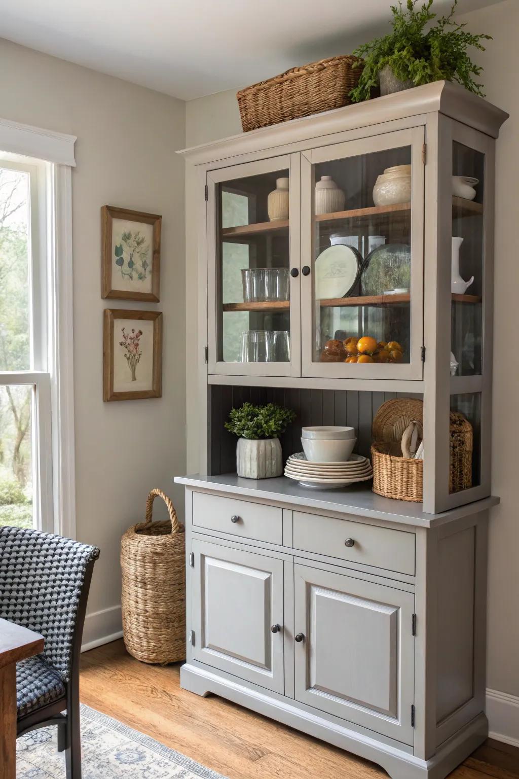 A harmonious combination of symmetry and asymmetry on this cabinet.