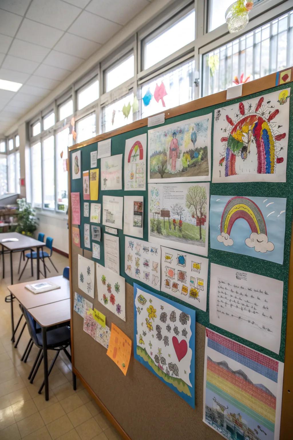 Student work proudly showcased to celebrate accomplishments.