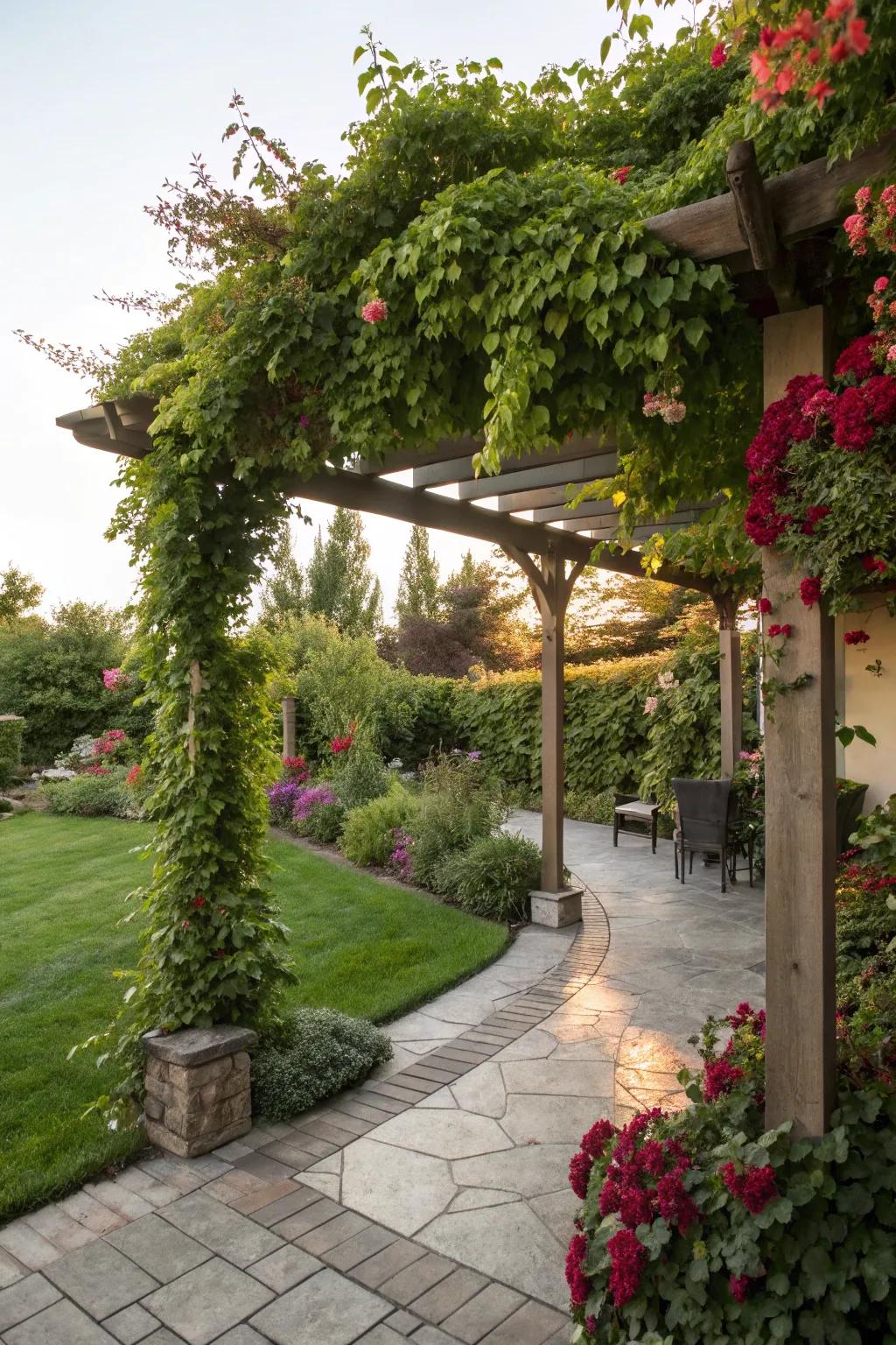 A pergola provides shade and a stylish touch to your garden.