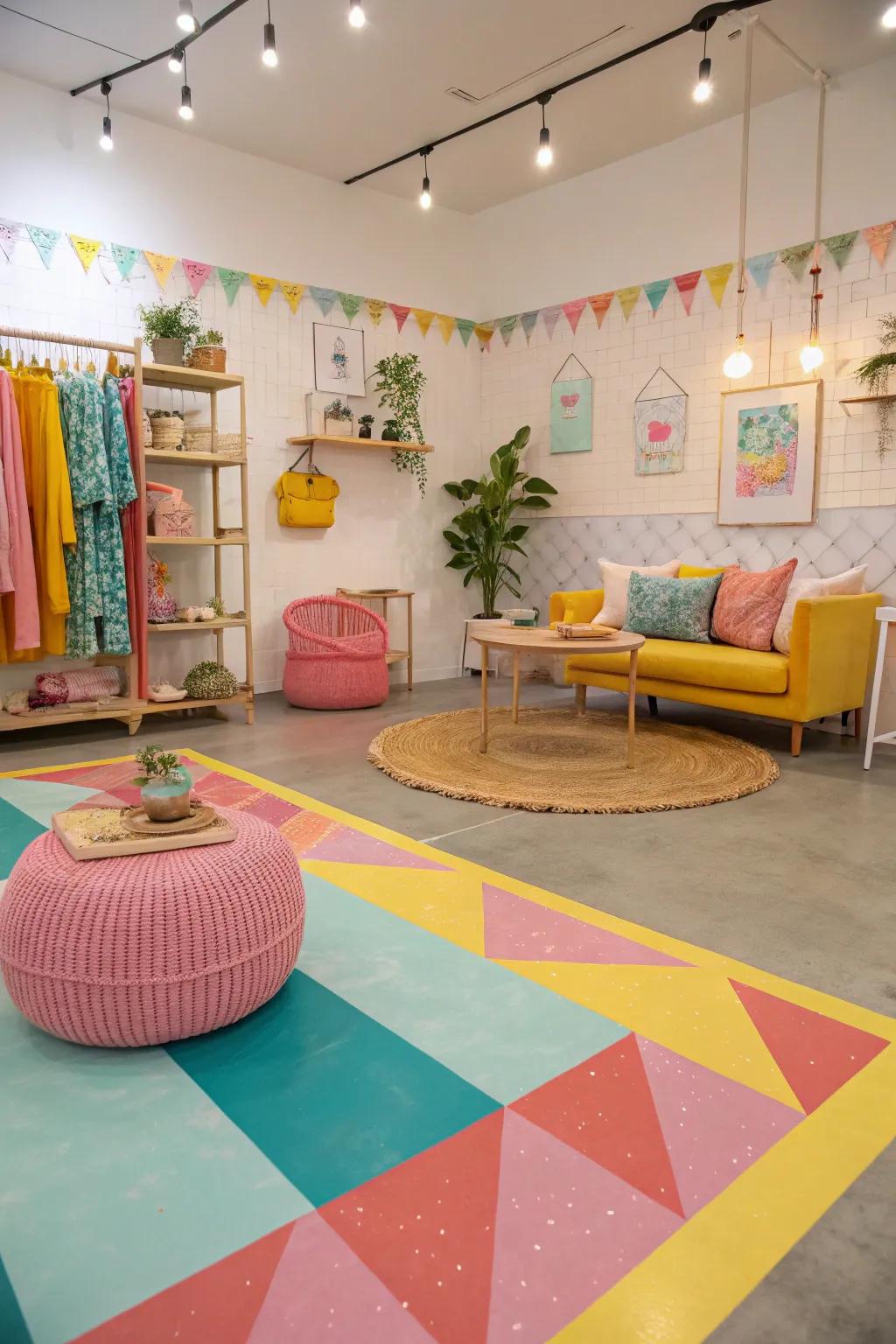 Bright dyes can produce vibrant and distinctive concrete floors.