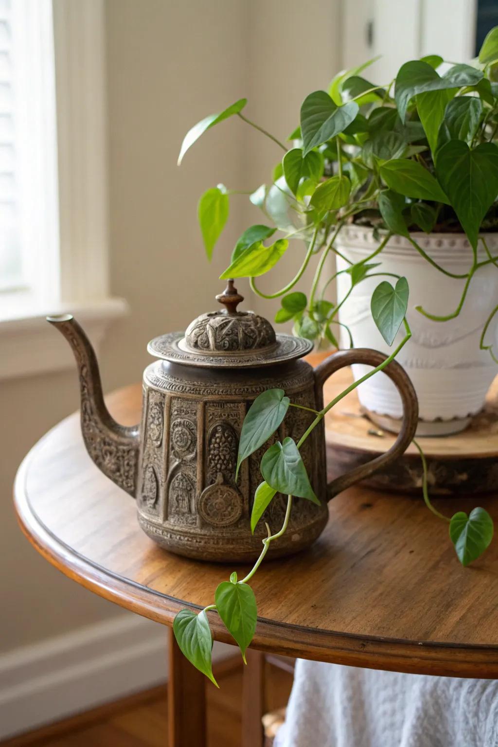 Get inventive with distinctive heartleaf philodendron receptacles.