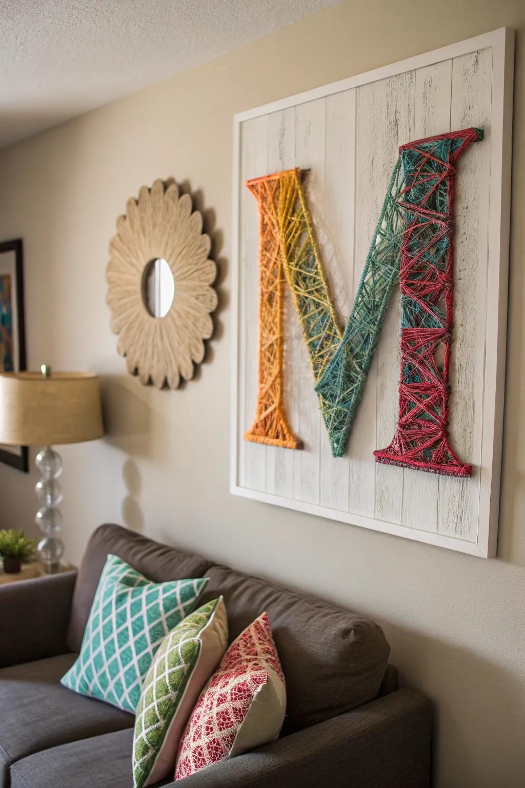 String art letters offer a unique handcrafted touch.