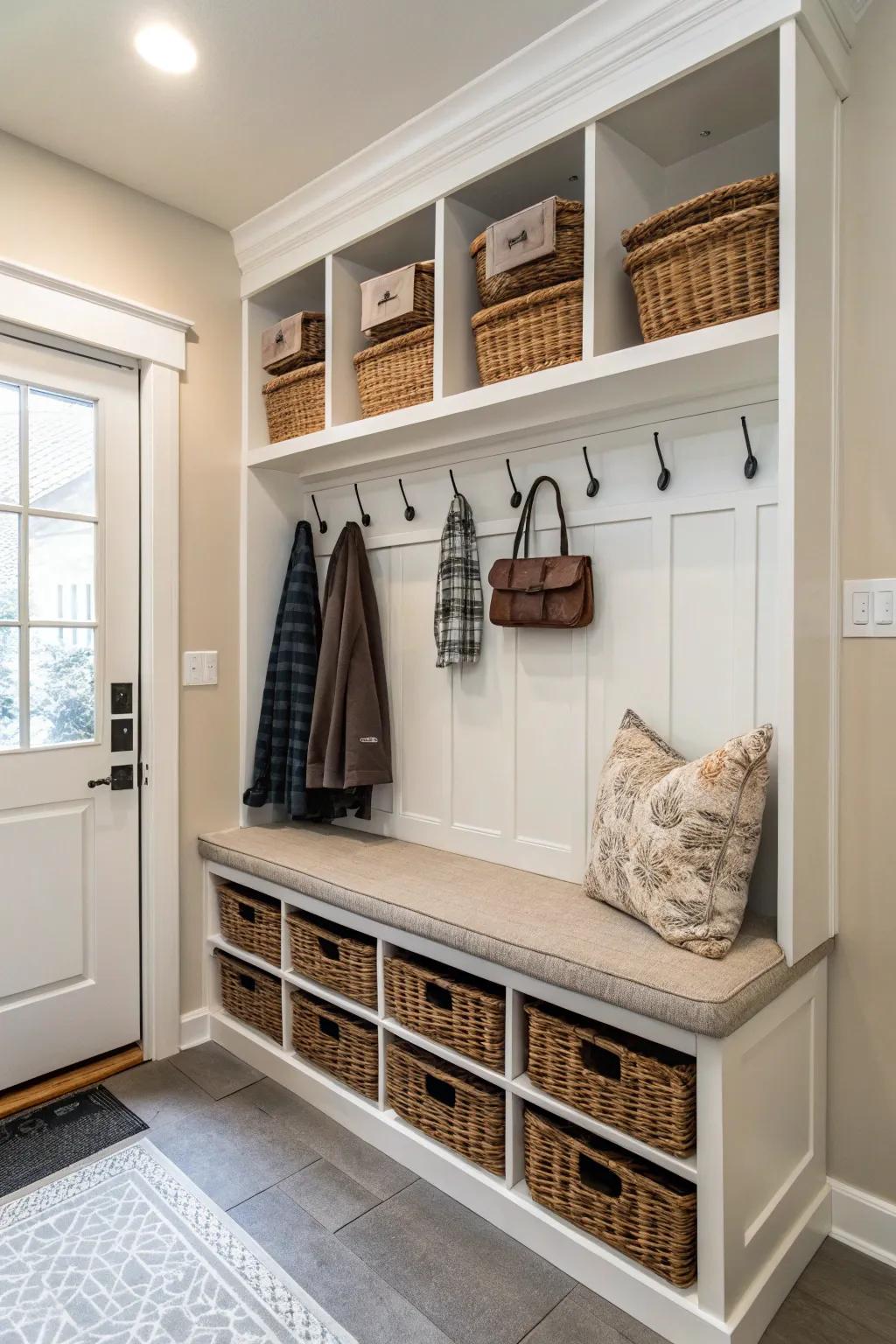 Making an inviting tone with an organized entryway.