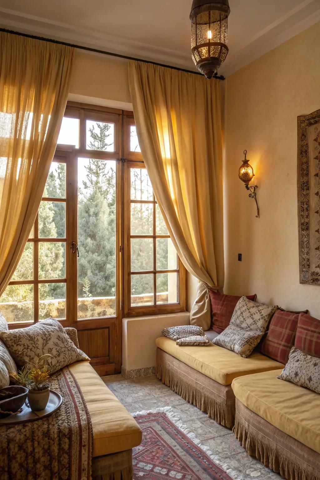 Gold-toned frames create a warm and inviting atmosphere.