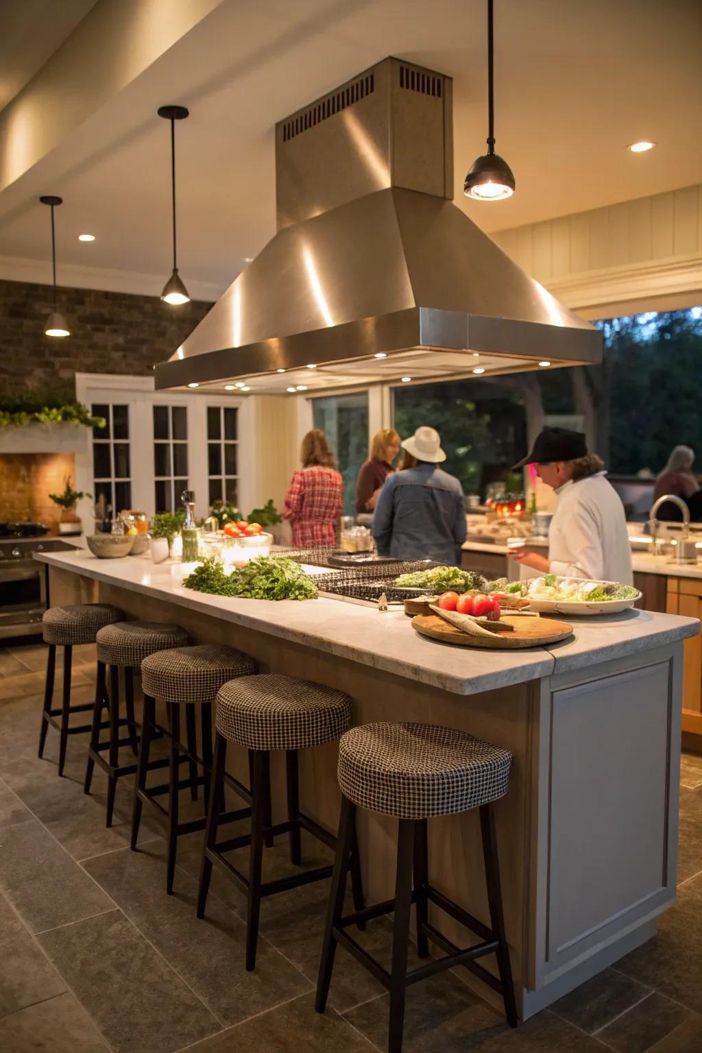 Create a social hub by placing seating around your cooking island.